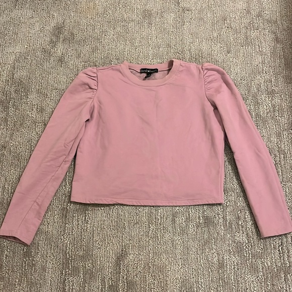 Derek Heart Cropped Puffed Shoulders Sweater - Picture 1 of 2